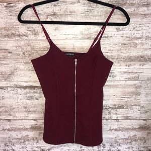 Maroon zip tank top